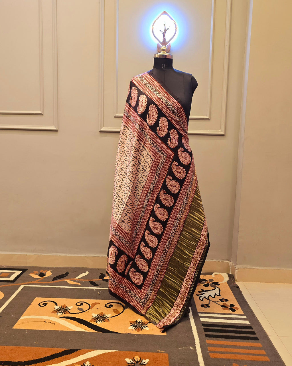 Hand Block Bagh Print 2 Piece Modal Silk Unstitched Suit
