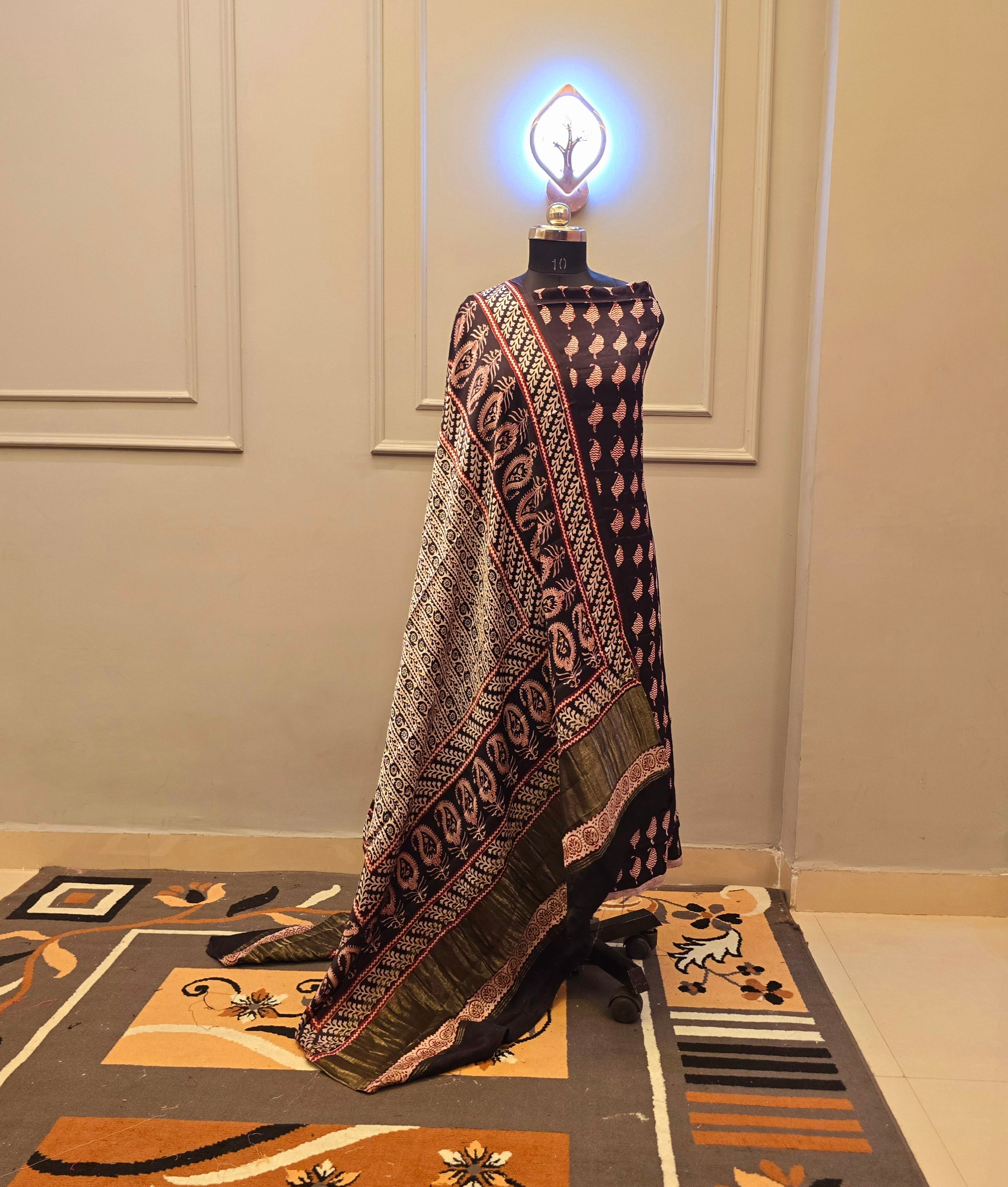 Hand Block Bagh Print 2 Piece Unstitched suit