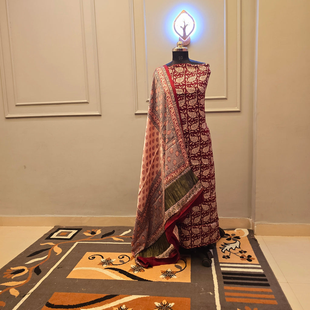 Hand Block Bagh Print Modal Silk 2 Piece Suits
