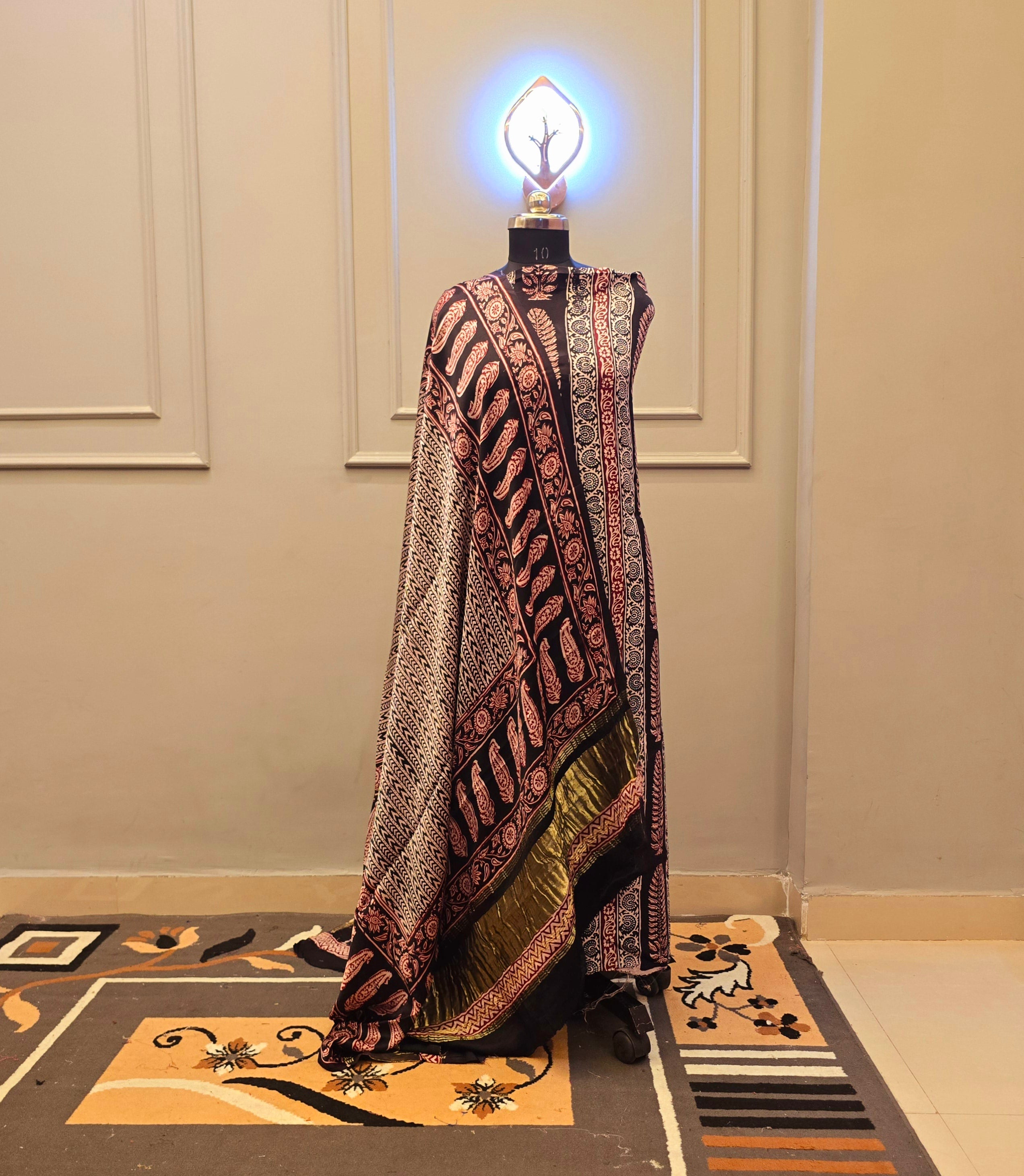 Hand Block Bagh Print Modal silk 2 Piece suit