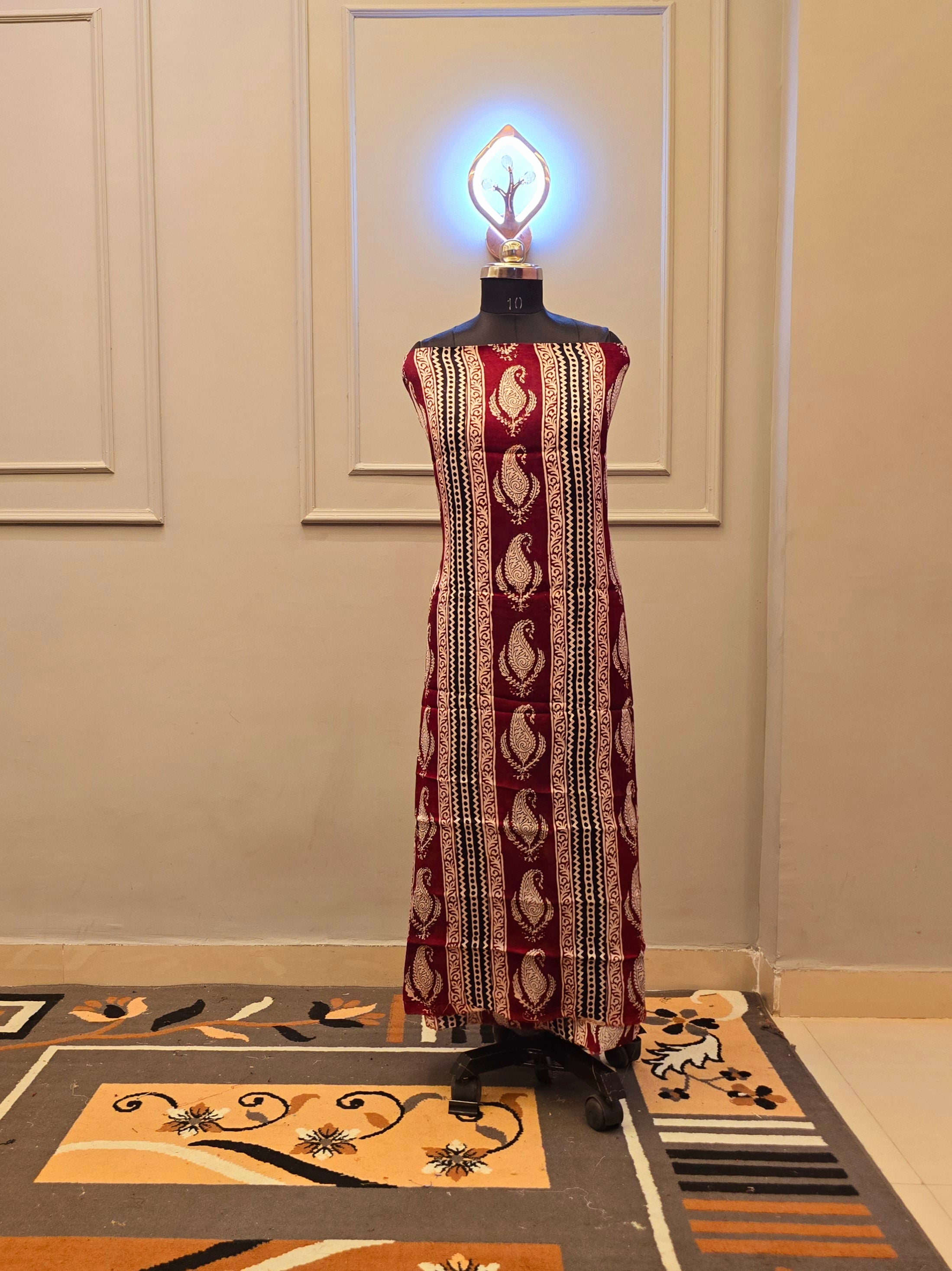 Hand Block Bagh Print Modal Silk 2 Piece suit
