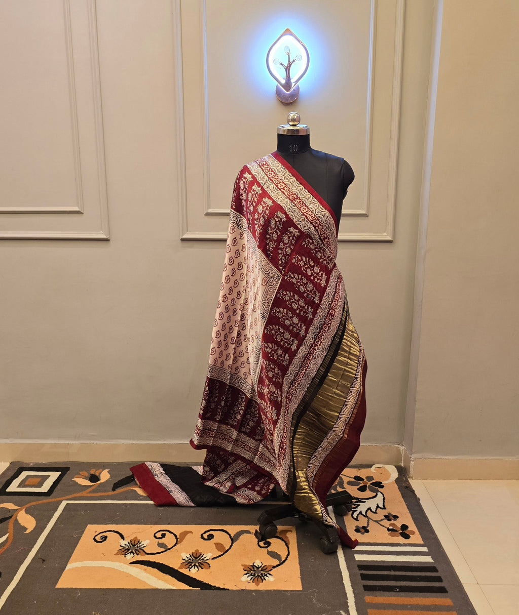 Hand Block Bagh Print Modal Silk 2 Piece suit