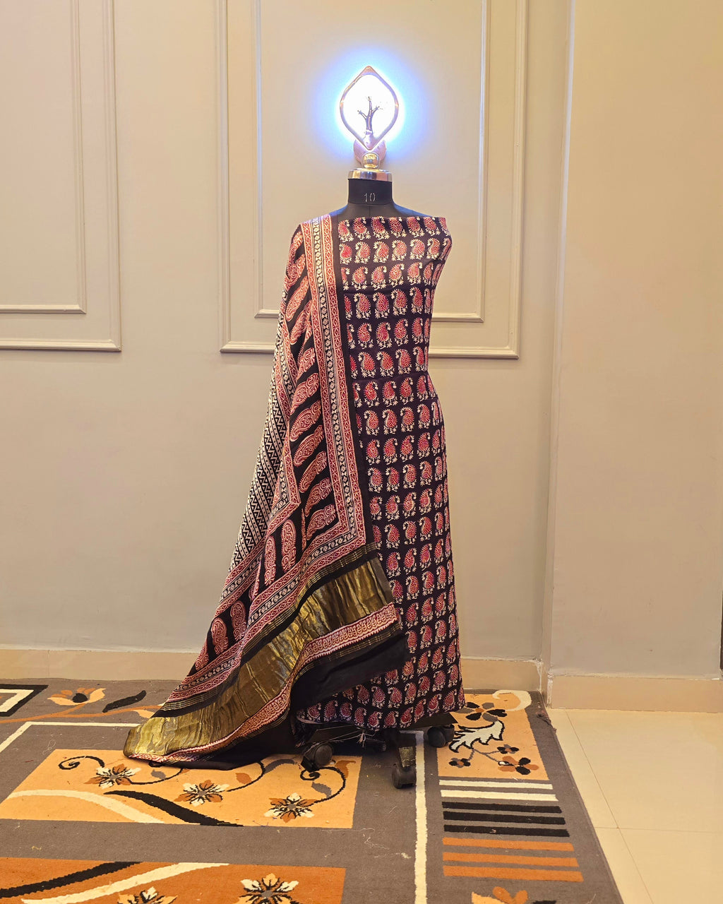 Hand Block Bagh Print Modal Silk 2 Piece Suit