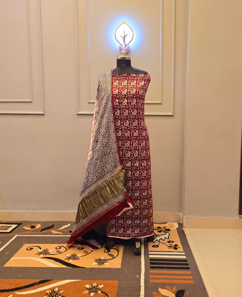 Hand Block Bagh Print Modal Silk 2 Piece Suit