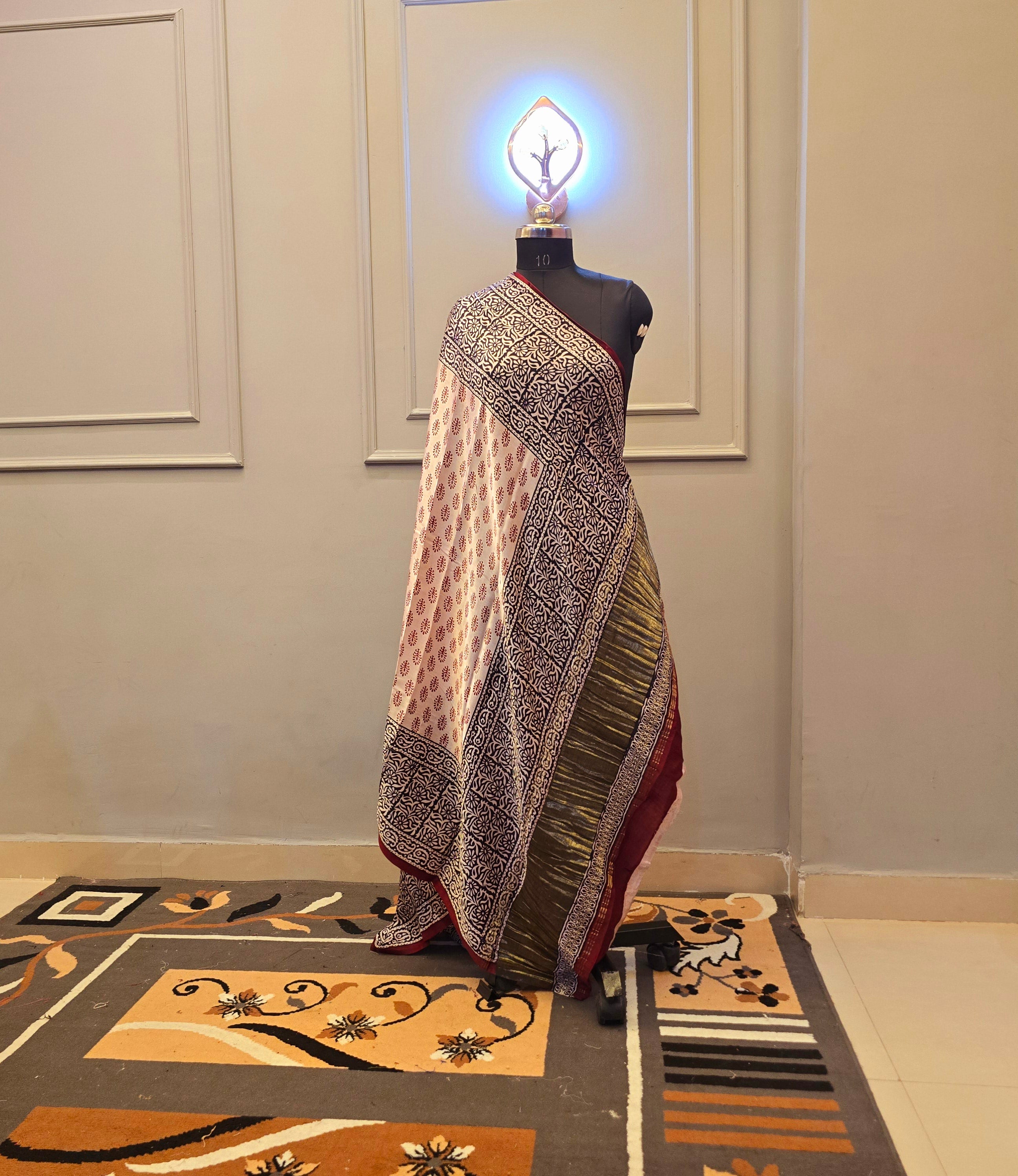 Hand Block Bagh Print Modal Silk 2 Piece Suit