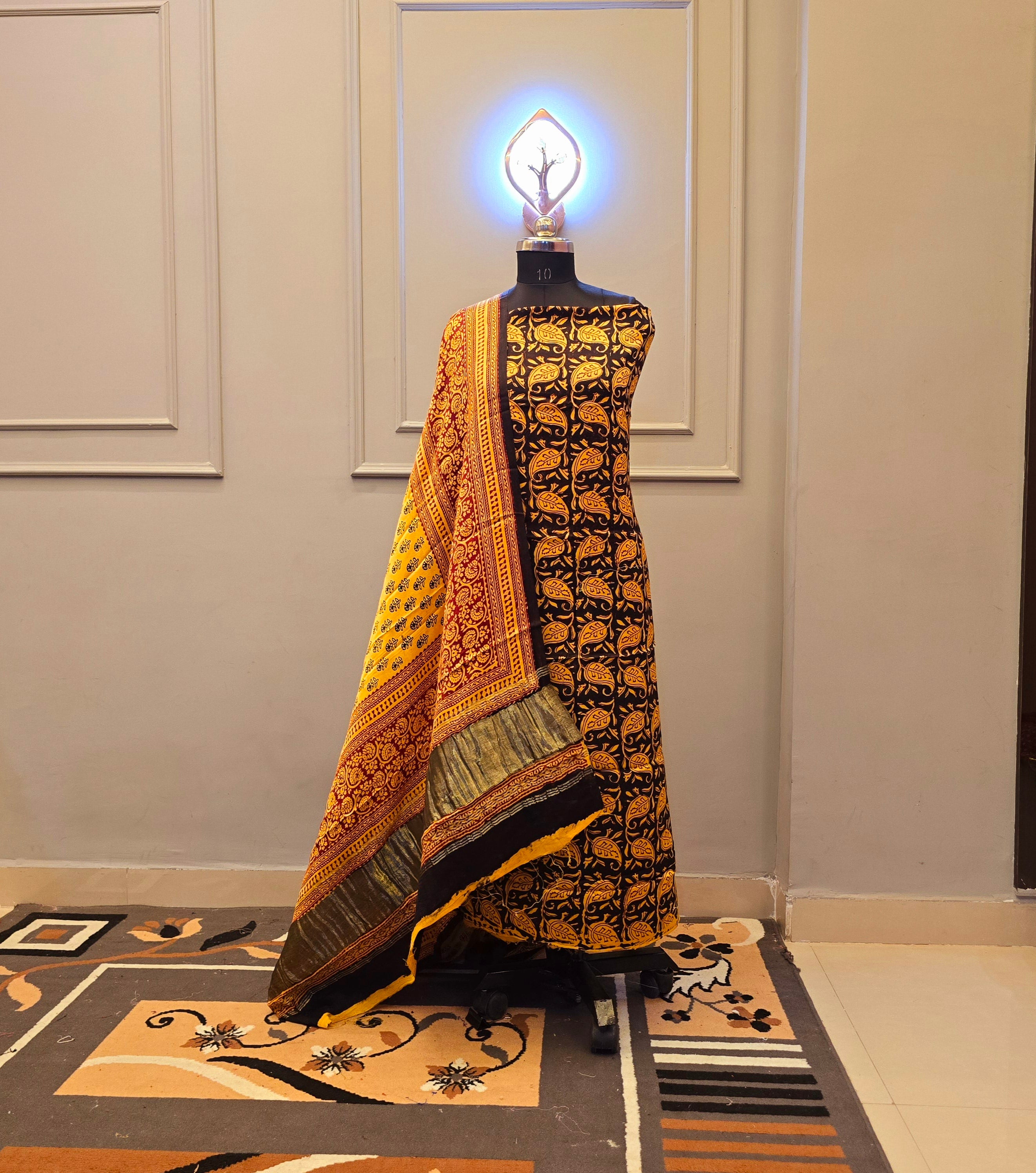 Hand Block Bagh Print Modal Silk 2 Piece Suit