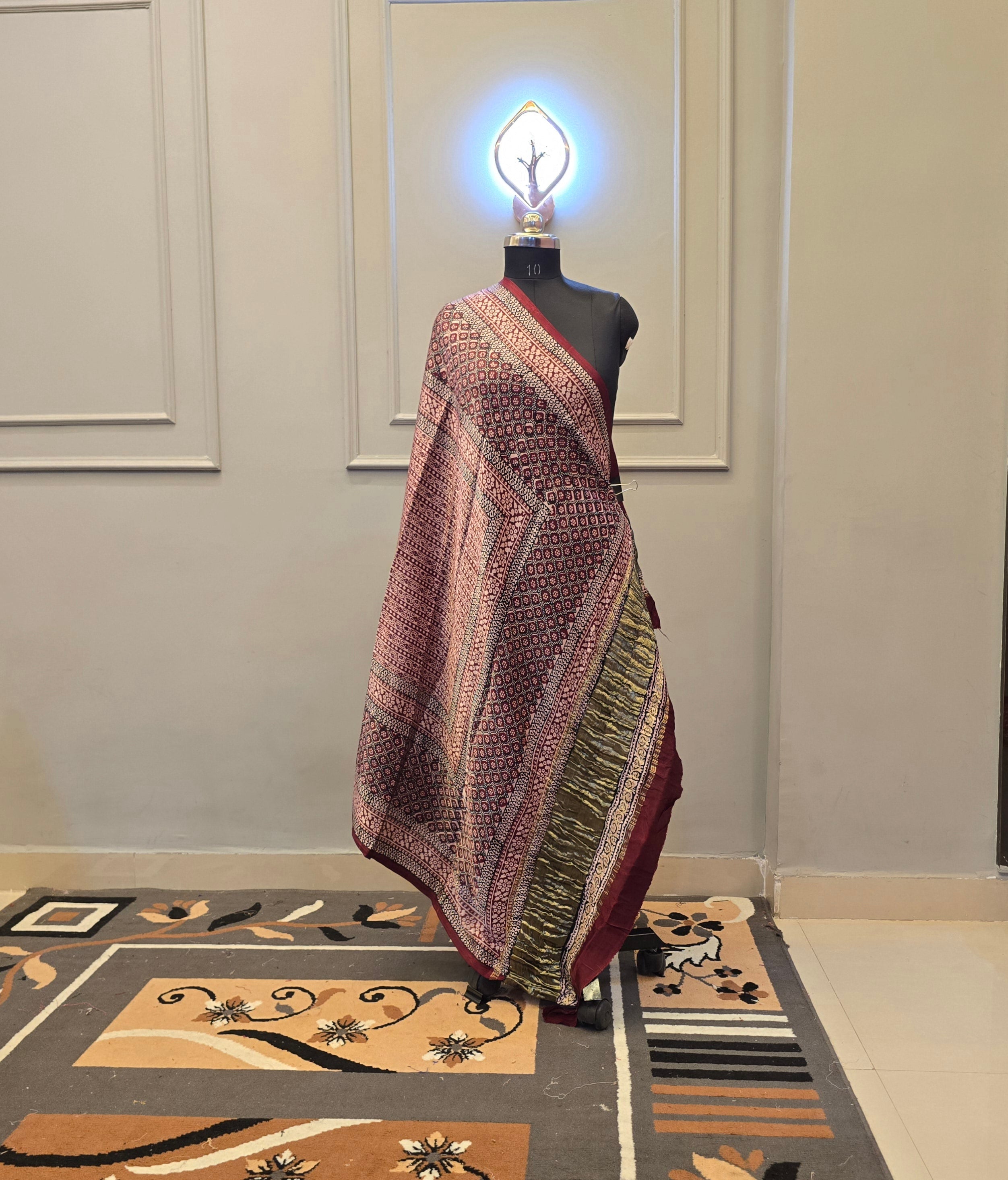 Hand Block Bagh Print Modal Silk 2 Piece Suit