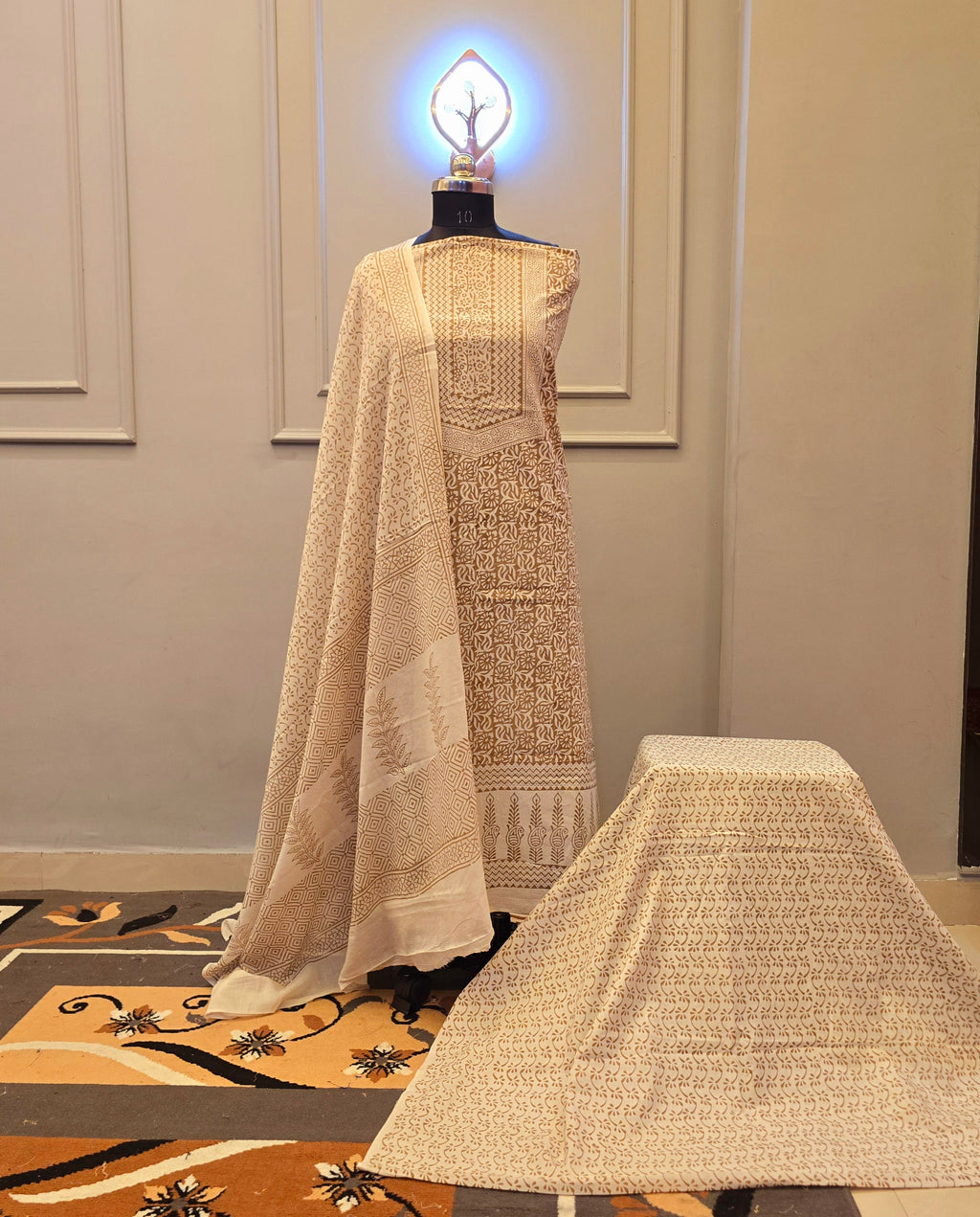Ochre Hand Block Bagh Print Suit