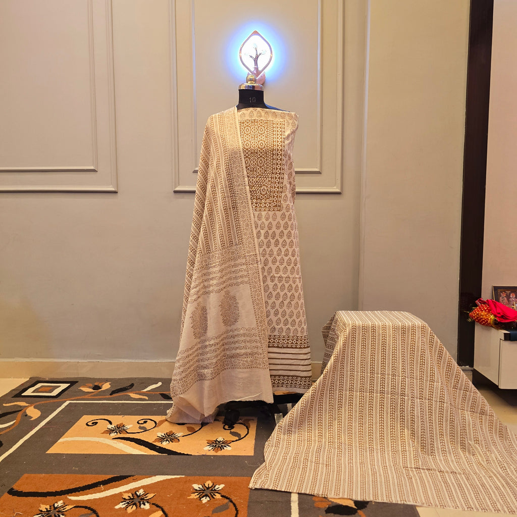 Ochre Hand Block Bagh Print Suit