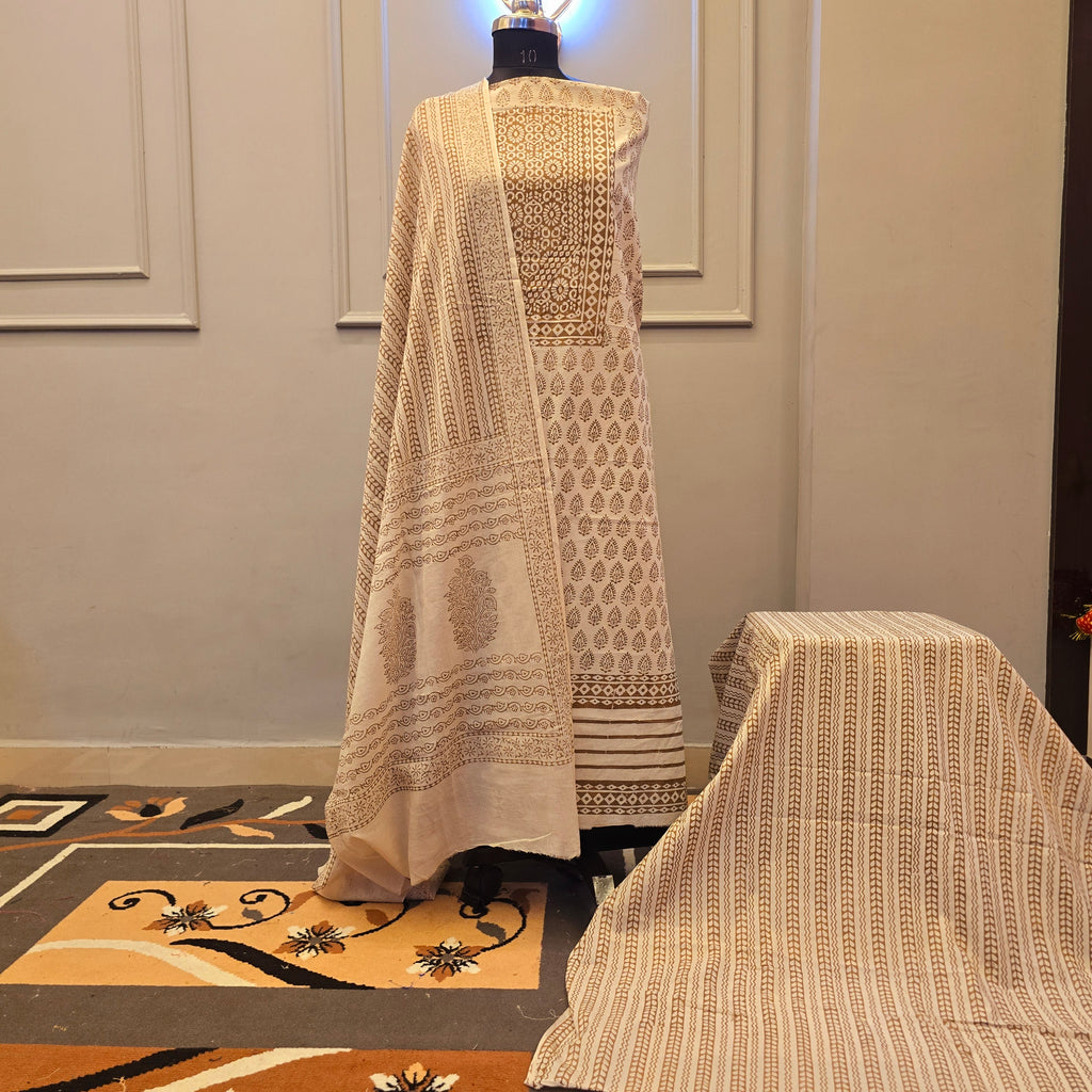 Ochre Hand Block Bagh Print Suit