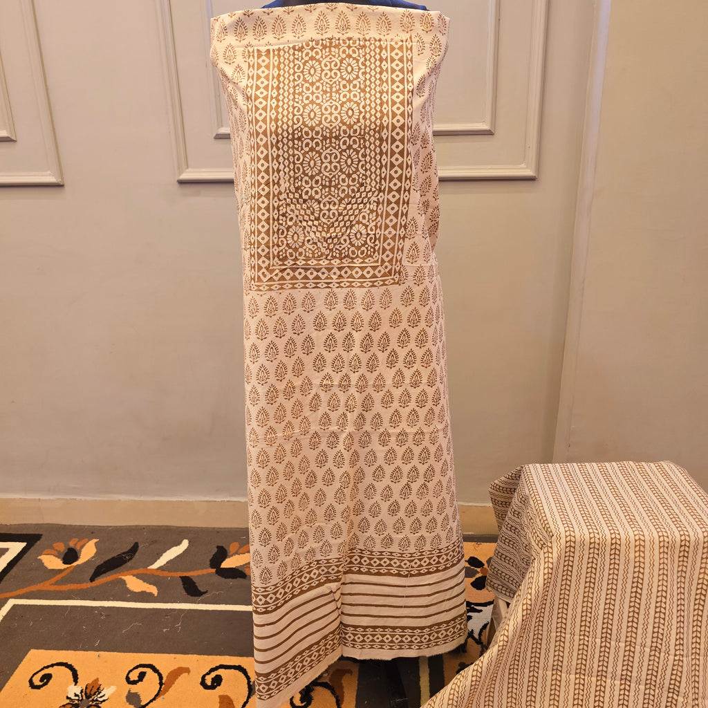 Ochre Hand Block Bagh Print Suit