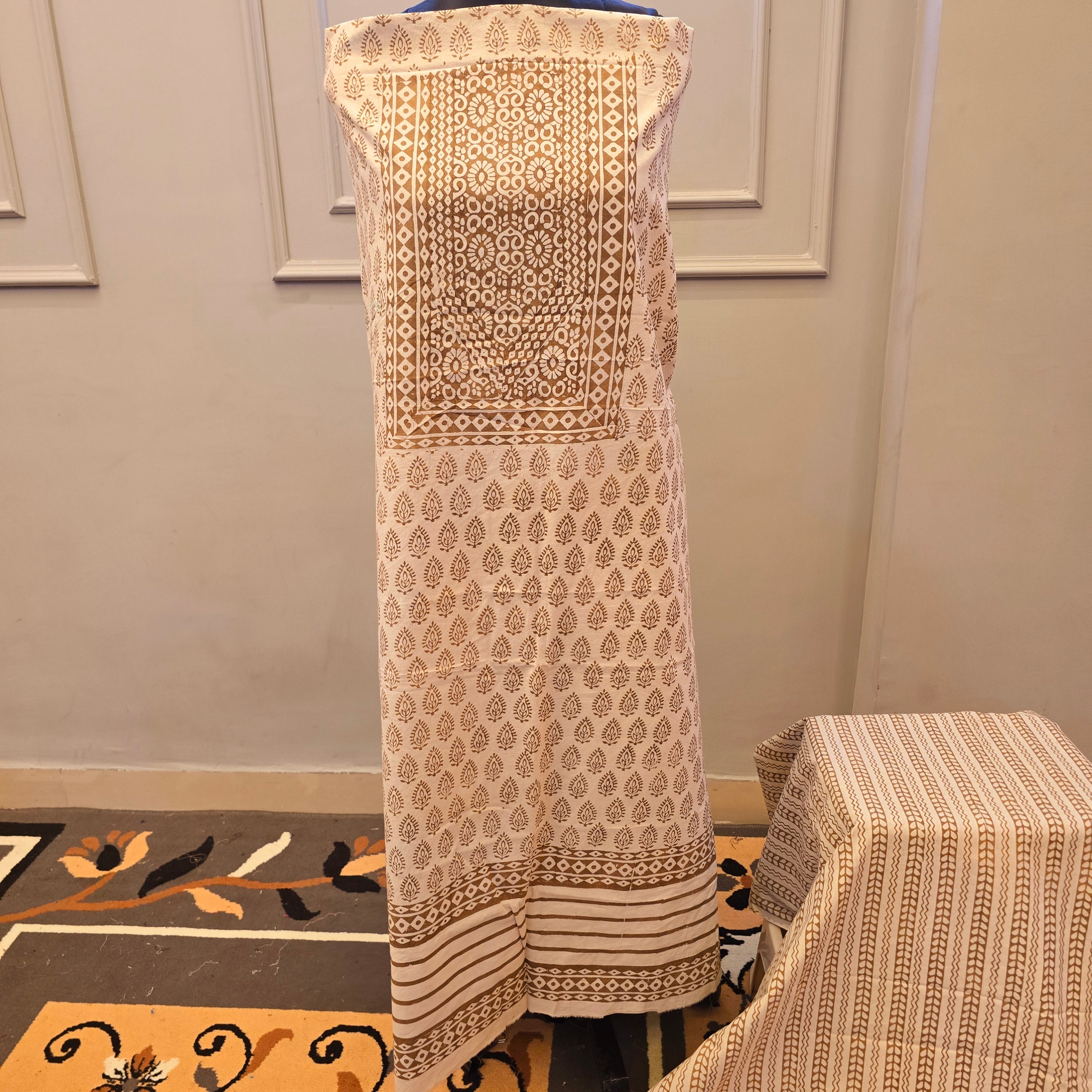 Ochre Hand Block Bagh Print Suit