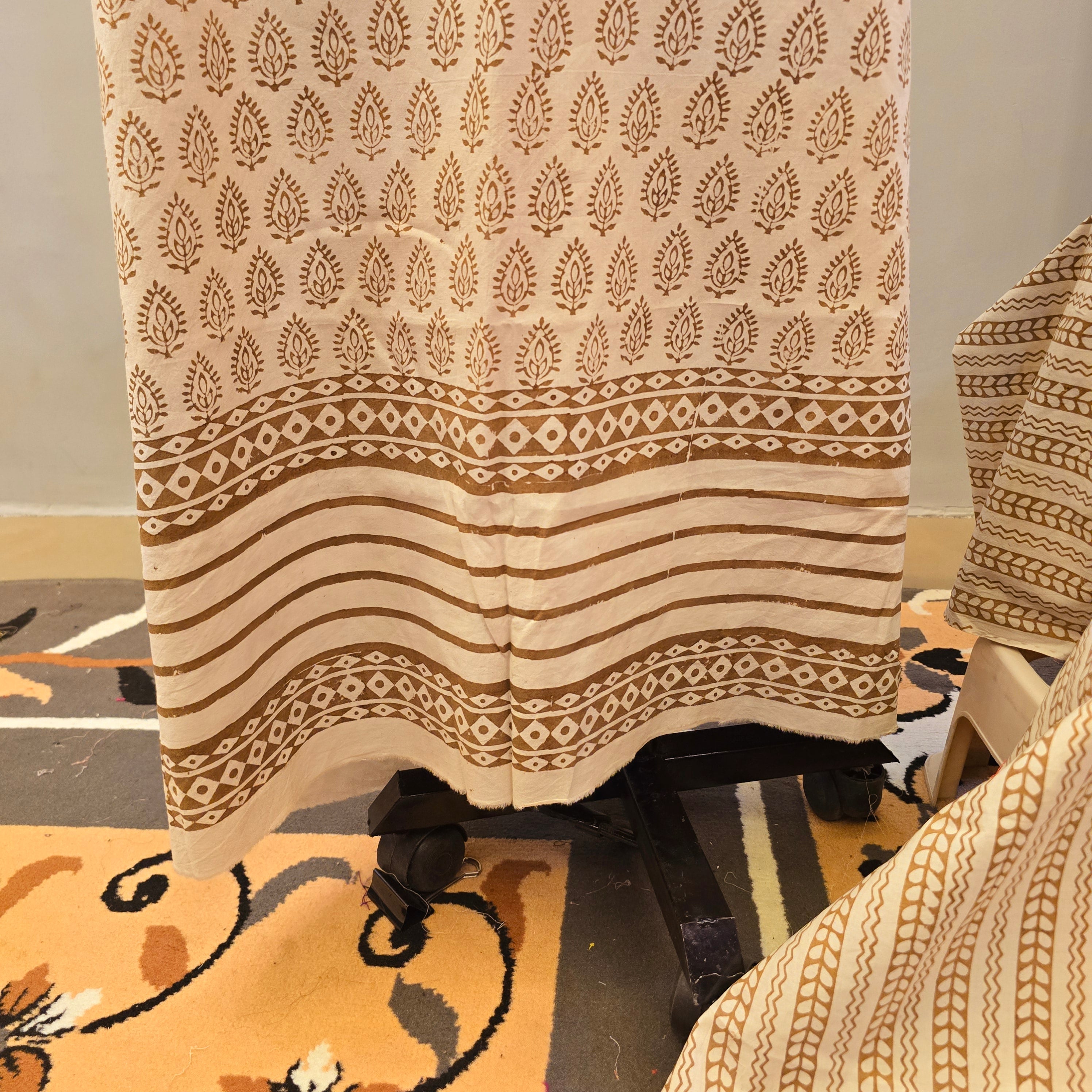 Ochre Hand Block Bagh Print Suit