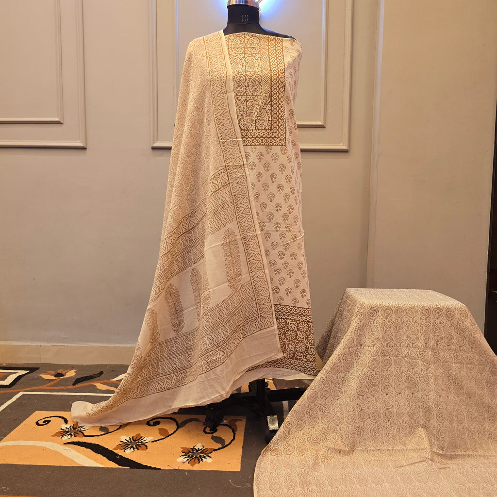 Ochre Hand Block Bagh Print Suit