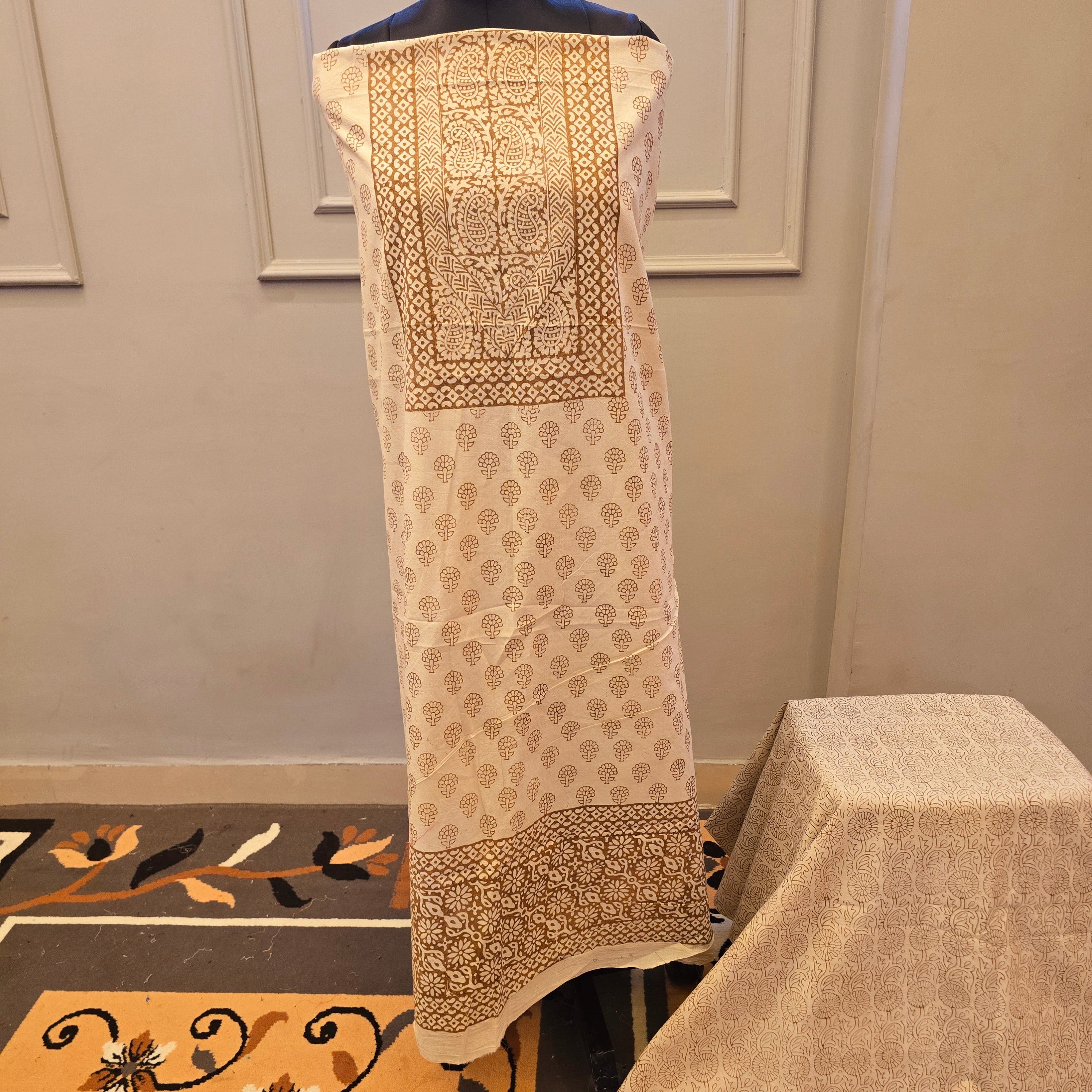 Ochre Hand Block Bagh Print Suit