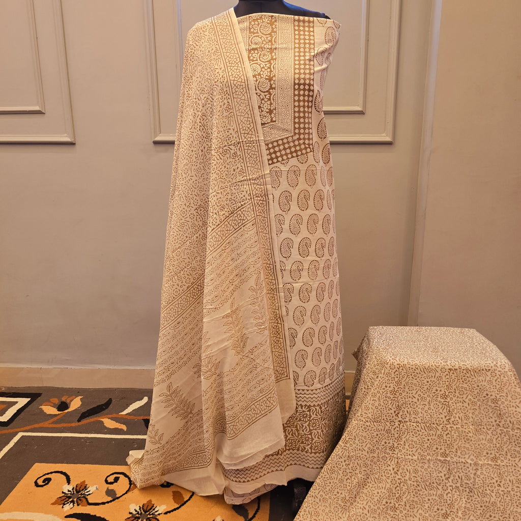 Ochre Hand Block Bagh Print Suit