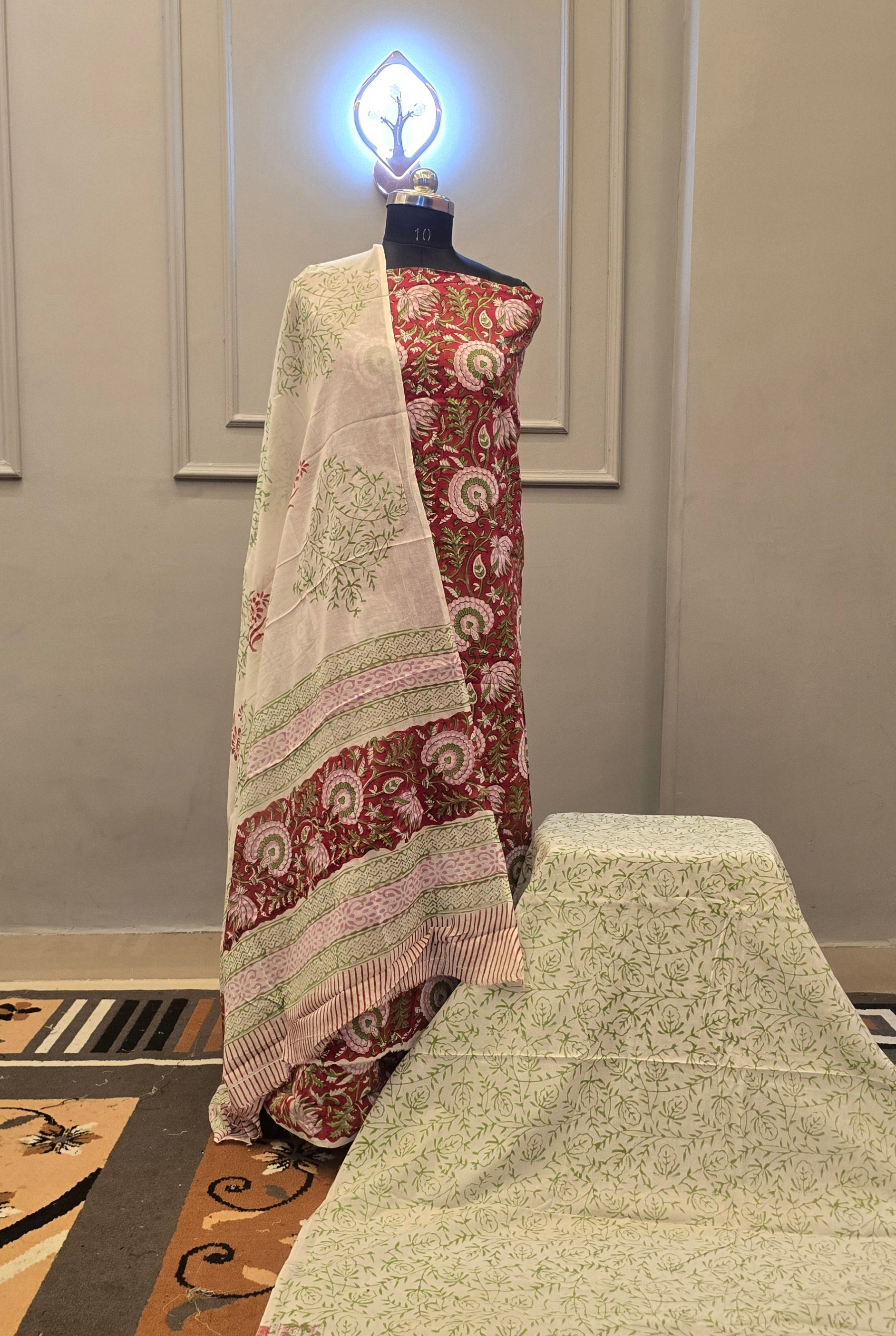 Kalamkari Hand Block Cotton Suit
