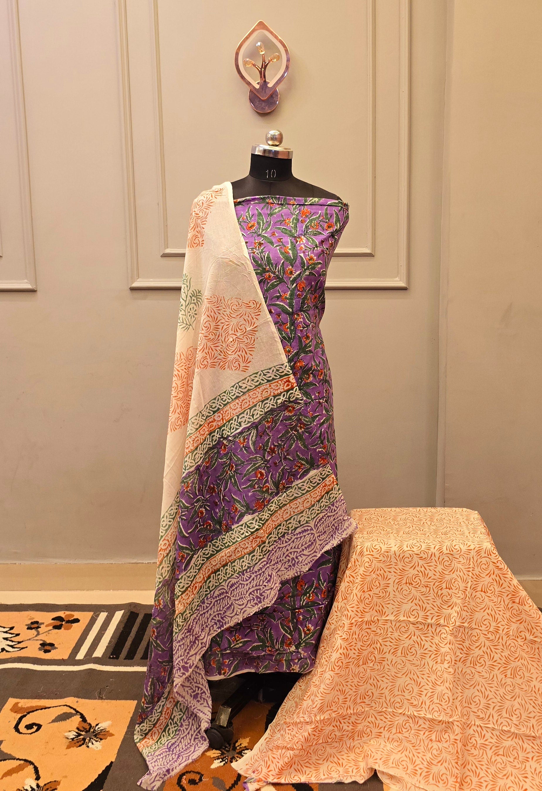 Kalamkari Hand Block Cotton Suit