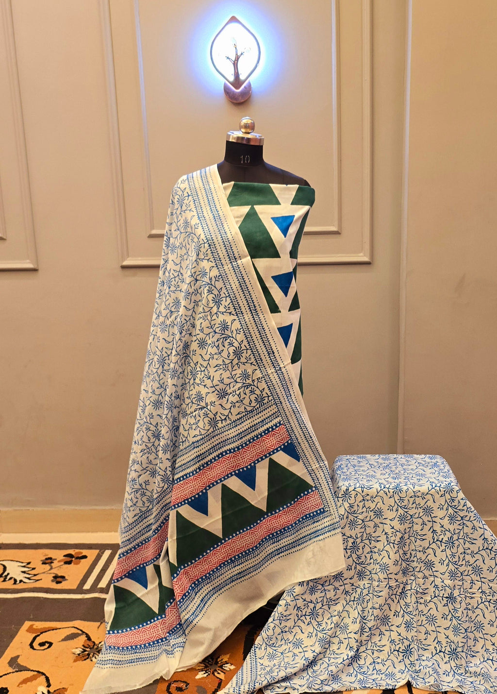 Indigo Hand Block Bagh Print Suit