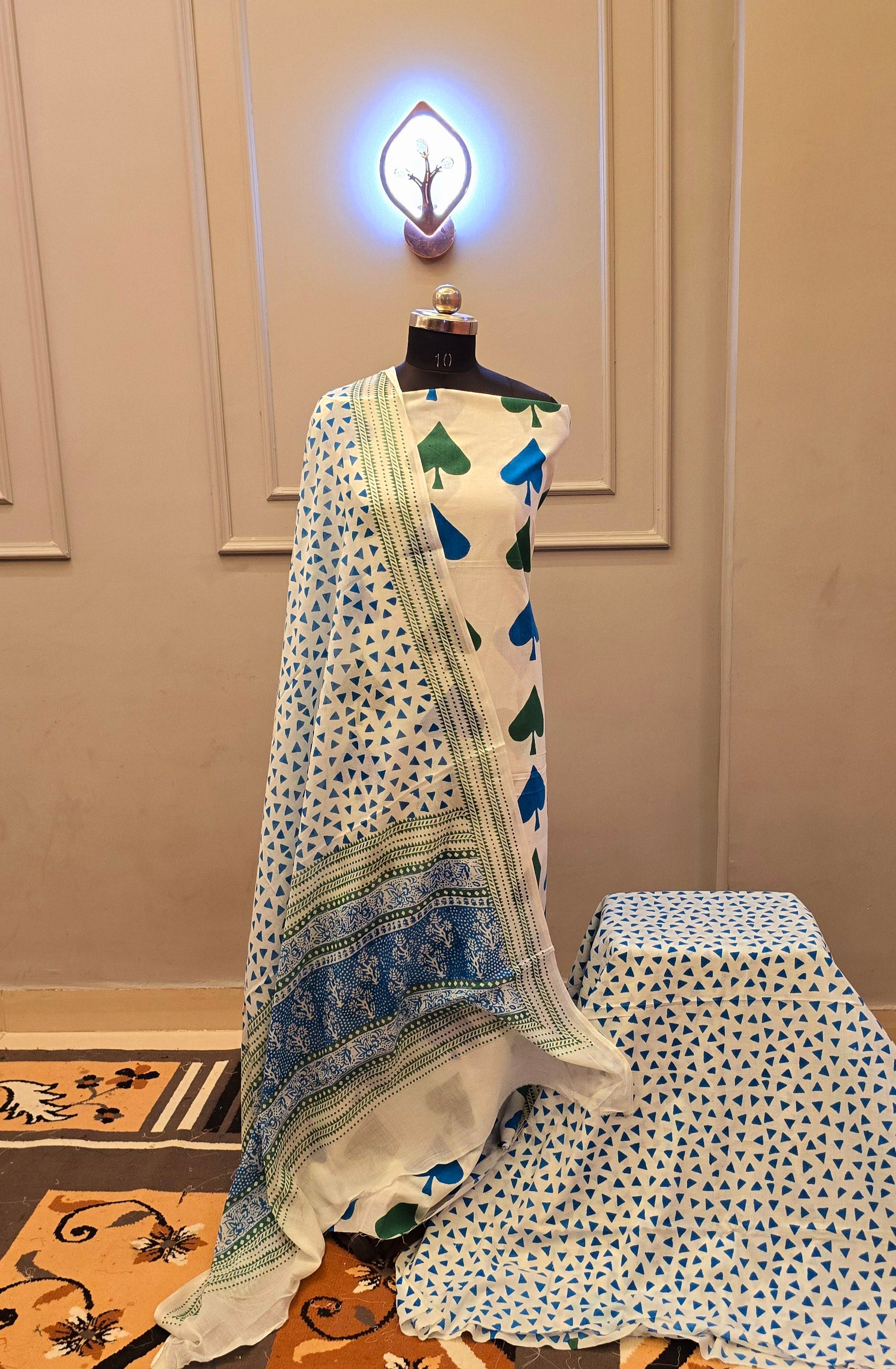 Indigo Hand Block Bagh Print Suit